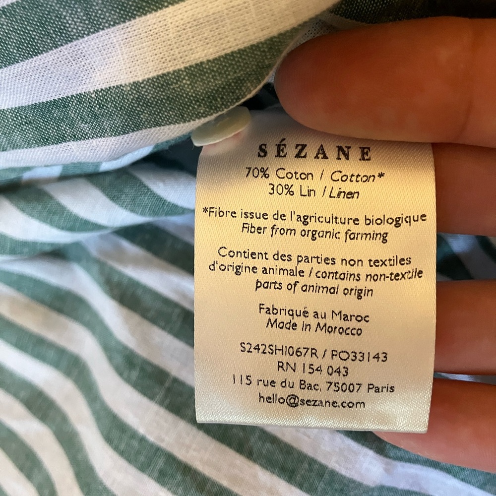 Sezane Tomboy Shirt EUC Green Stripe - Picture 6 of 7